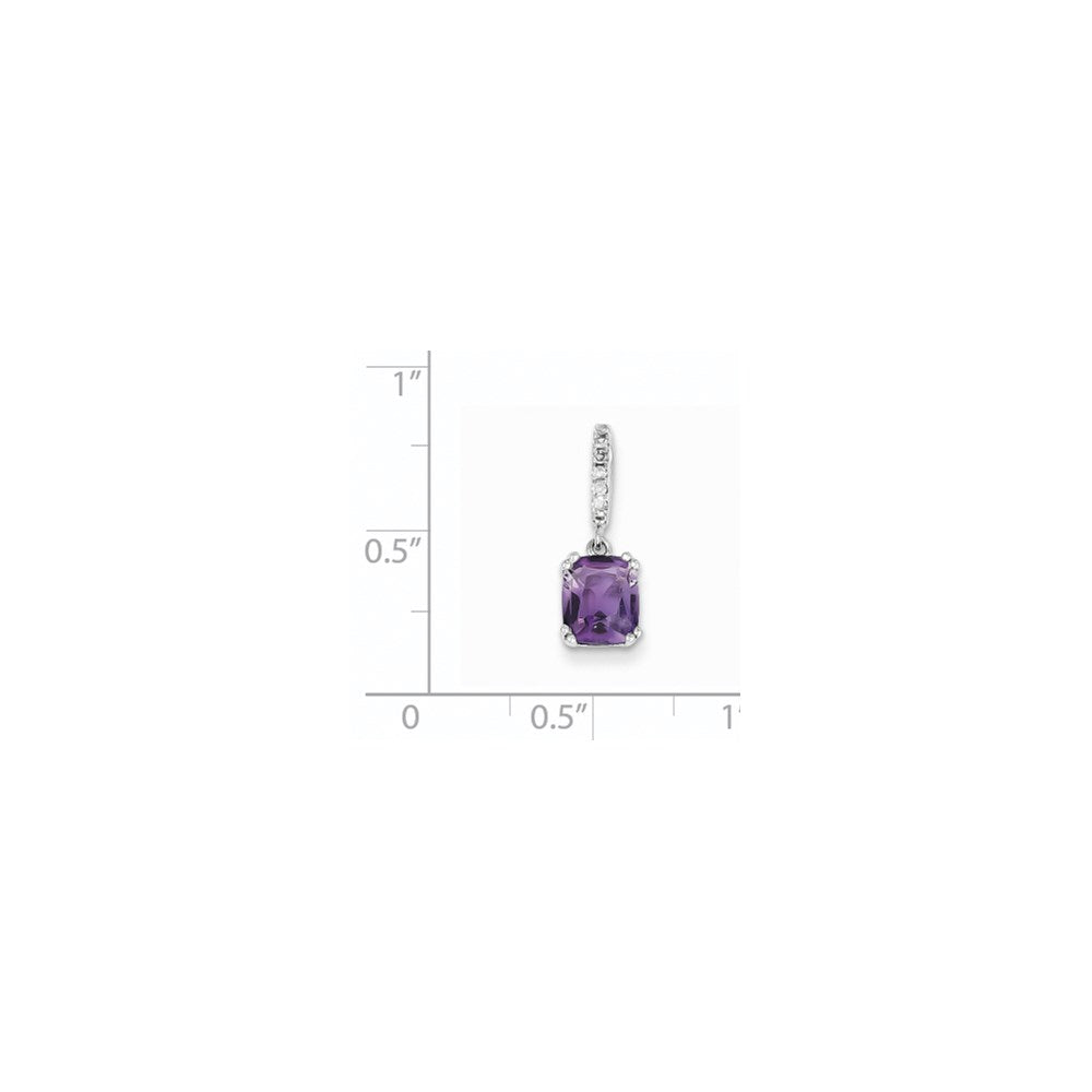 14k White Gold Real Diamond and Amethyst Pendant