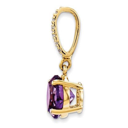 14k Diamond and Amethyst Pendant
