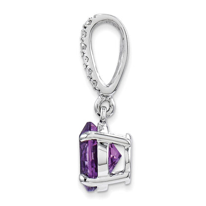14k White Gold Diamond and Amethyst Pendant