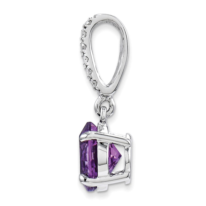 14k White Gold Diamond and Amethyst Pendant