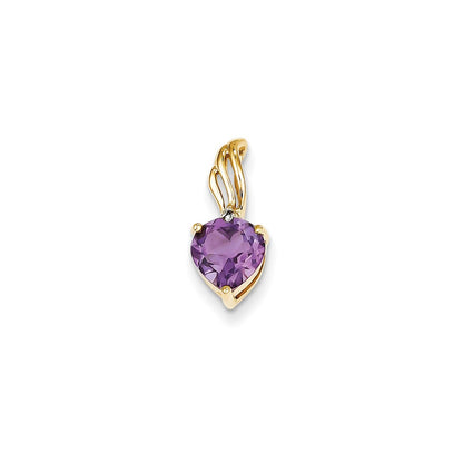 14K Yellow Gold Real Diamond and Amethyst Heart Pendant