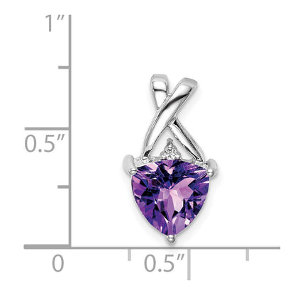14k White Gold Amethyst & White Topaz Trillion Pendant