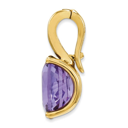 14k Diamond and Amethyst Oval Pendant