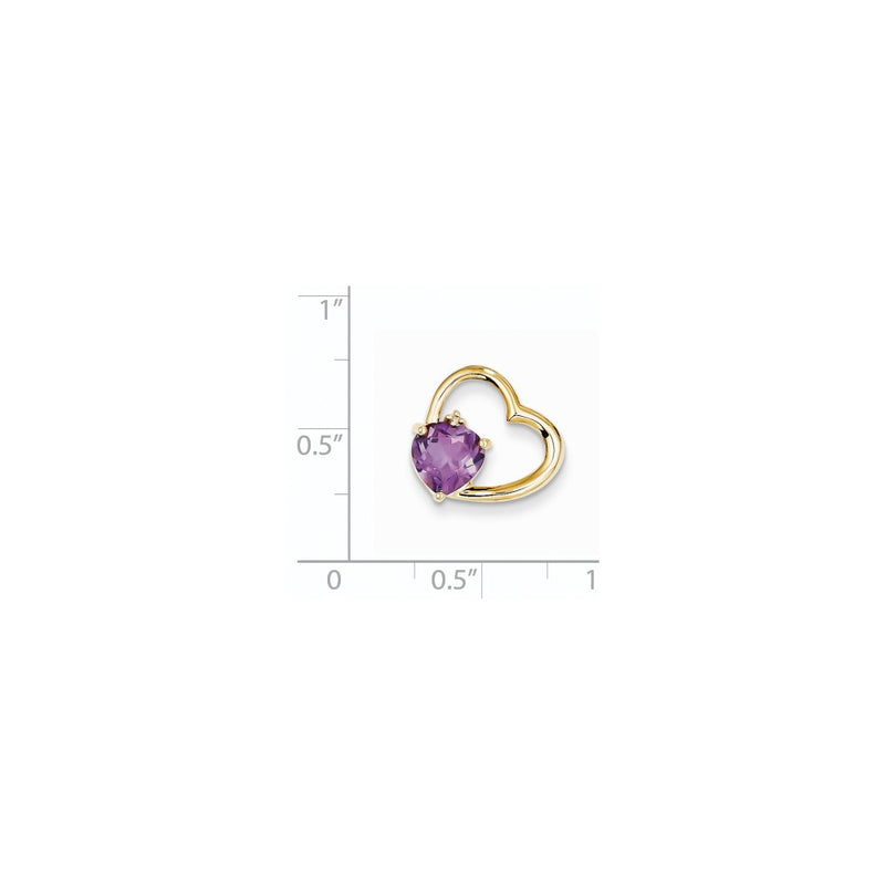 14K Yellow Gold Real Diamond and Amethyst Heart Pendant