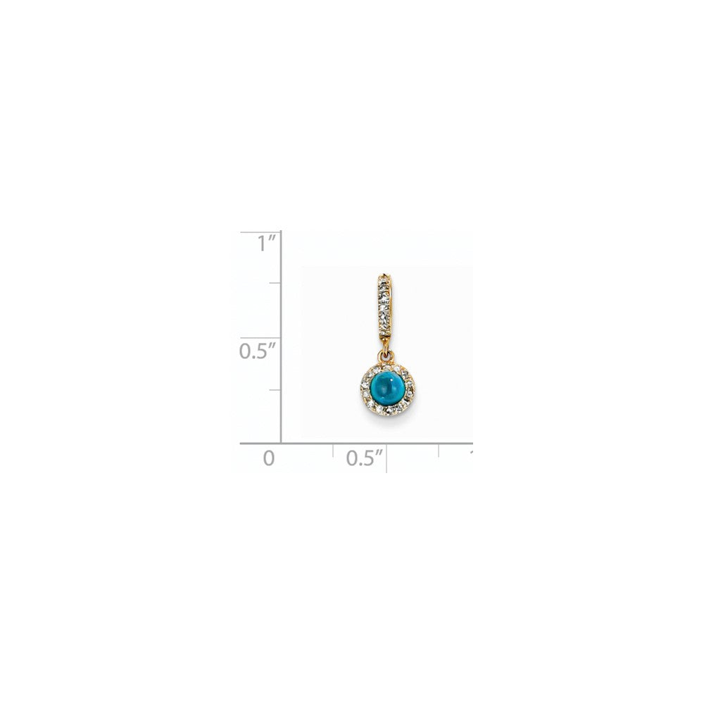 14K Yellow Gold Real Diamond and Neon Apatite Pendant