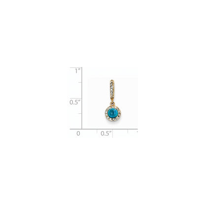 14K Yellow Gold Real Diamond and Neon Apatite Pendant