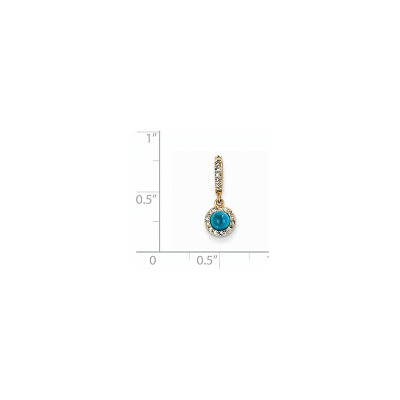 14K Yellow Gold Real Diamond and Neon Apatite Pendant