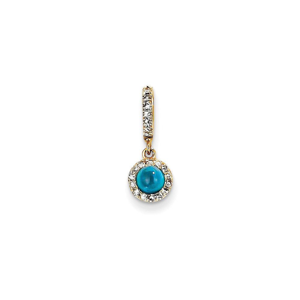 14K Yellow Gold Real Diamond and Neon Apatite Pendant