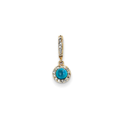 14K Yellow Gold Real Diamond and Neon Apatite Pendant