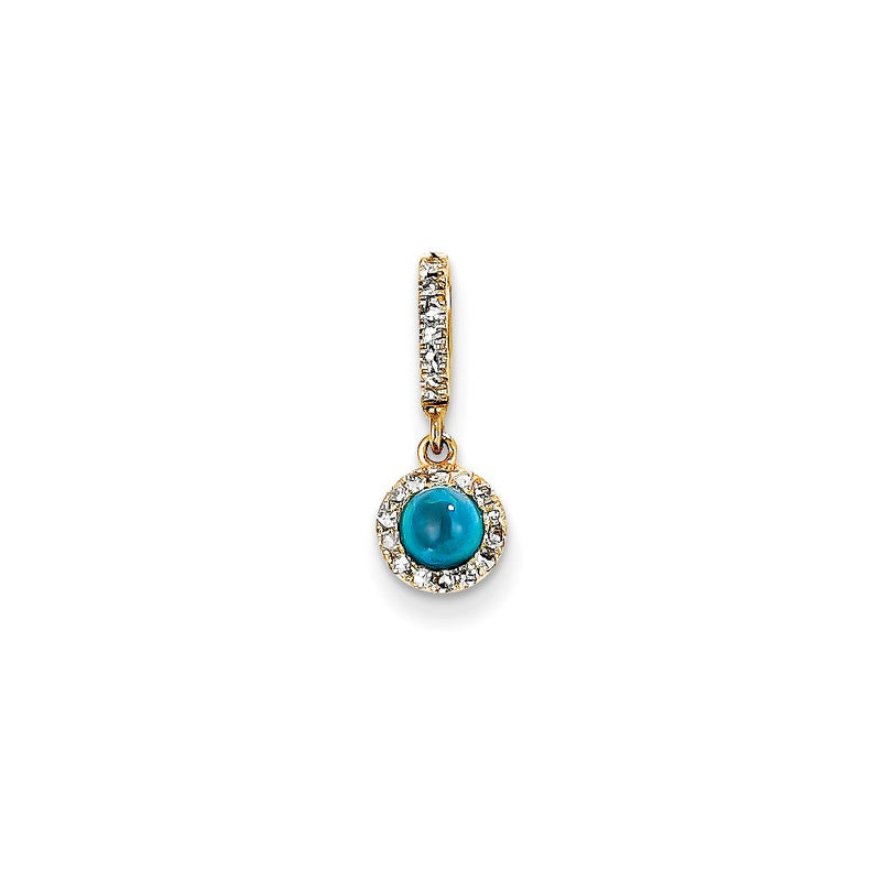 14K Yellow Gold Real Diamond and Neon Apatite Pendant
