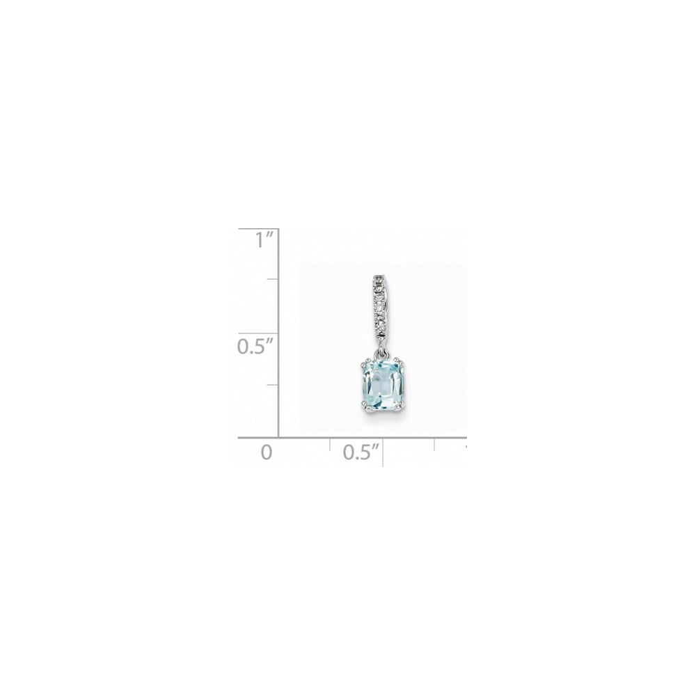 14k White Gold Diamond and Blue Topaz Pendant