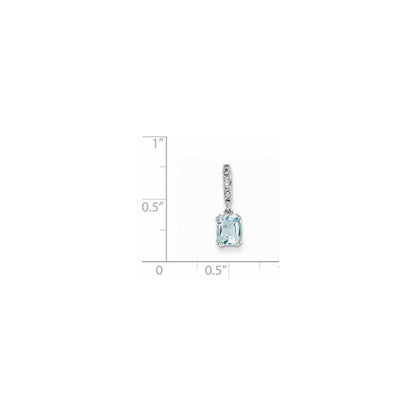 14k White Gold Diamond and Blue Topaz Pendant
