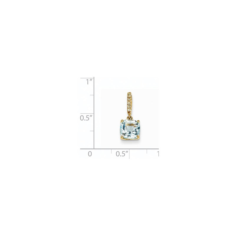 14K Yellow Gold Real Diamond and Blue Topaz Pendant