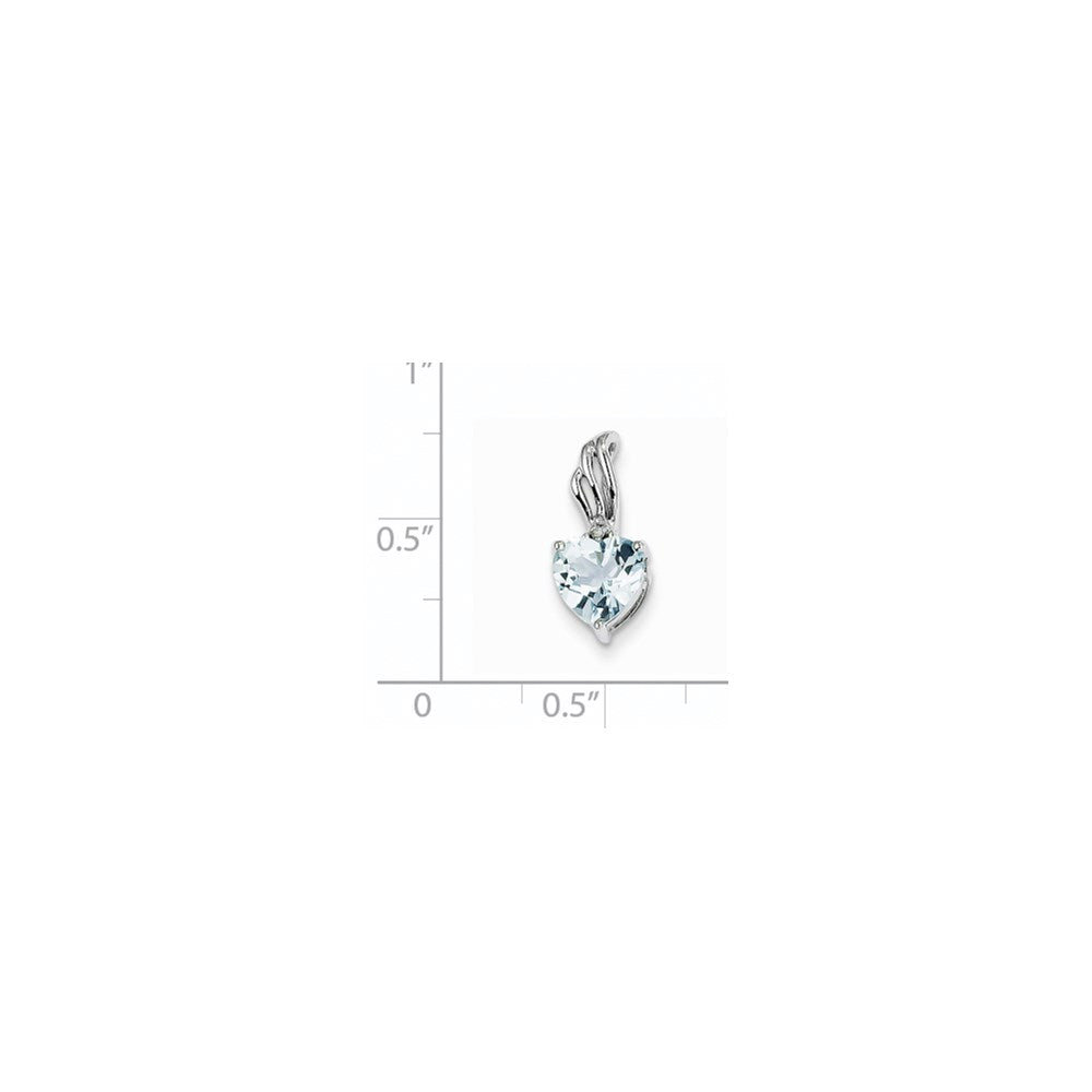14k White Gold Diamond and Blue Topaz Heart Pendant