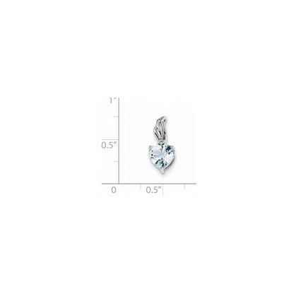 14k White Gold Diamond and Blue Topaz Heart Pendant