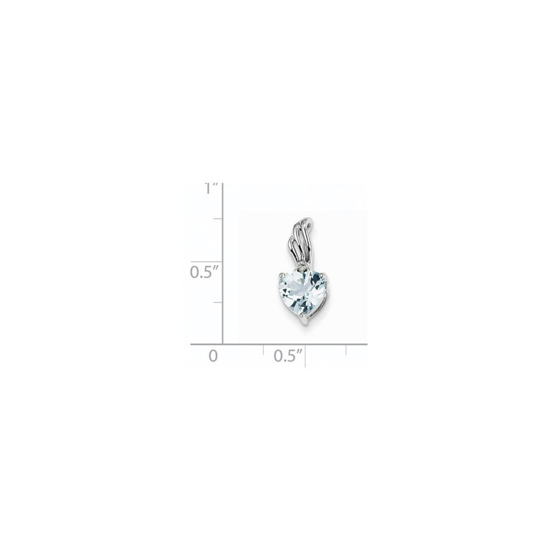 14k White Gold Diamond and Blue Topaz Heart Pendant