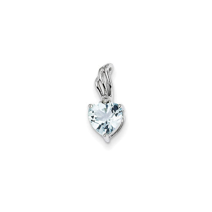 14k White Gold Diamond and Blue Topaz Heart Pendant