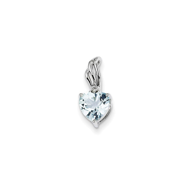 14k White Gold Diamond and Blue Topaz Heart Pendant