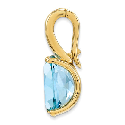 14k Diamond and Blue Topaz Oval Pendant