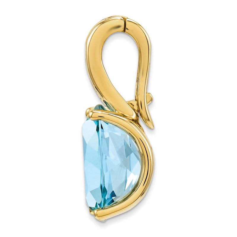 14k Diamond and Blue Topaz Oval Pendant
