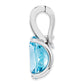 14k White Gold Real Diamond and Blue Topaz Oval Pendant