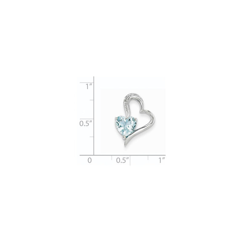 14k White Gold Real Diamond and Blue Topaz Heart Pendant