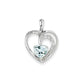 14k White Gold Diamond and Blue Topaz Heart Pendant