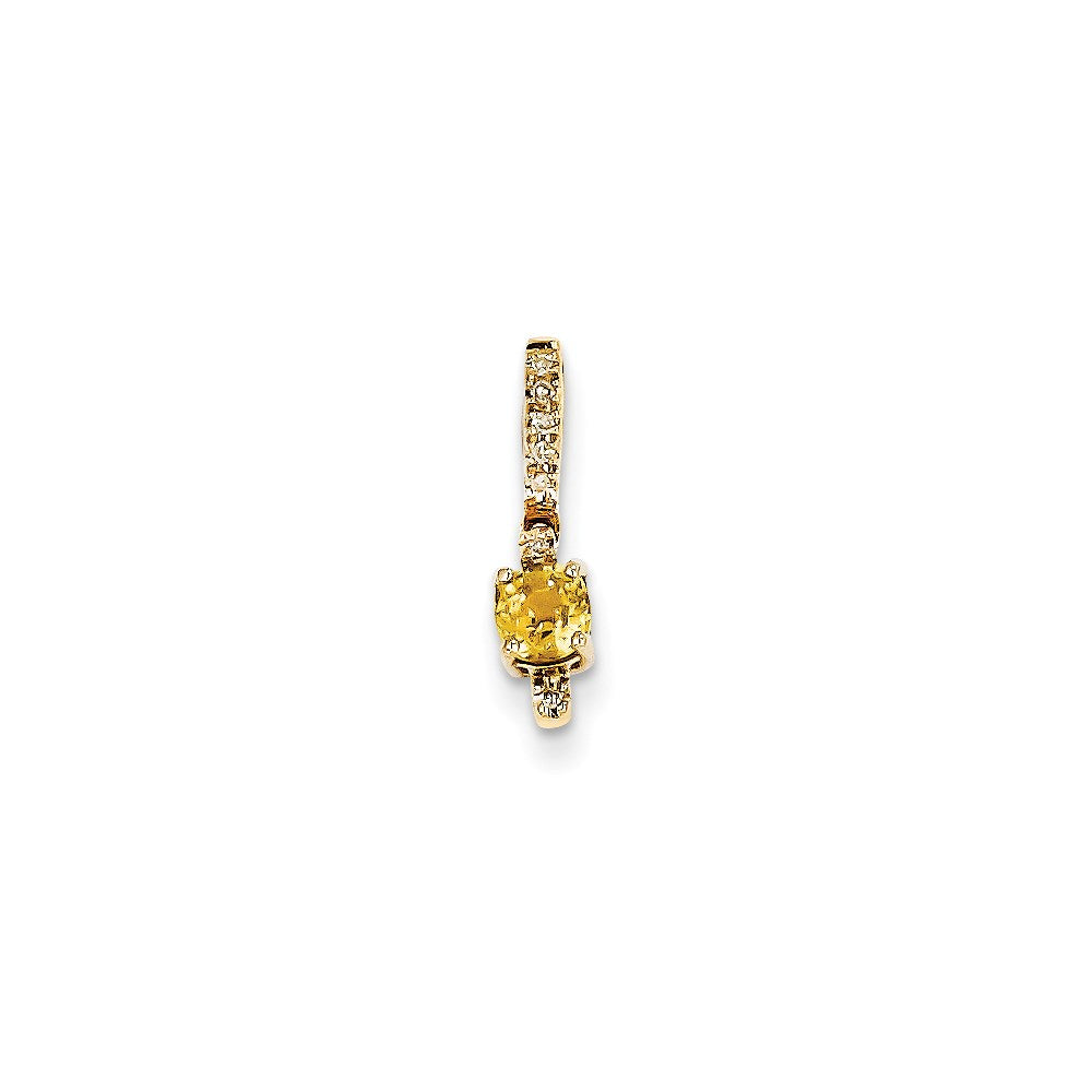 14k Yellow Gold Real Diamond and Yellow Sapphire Pendant