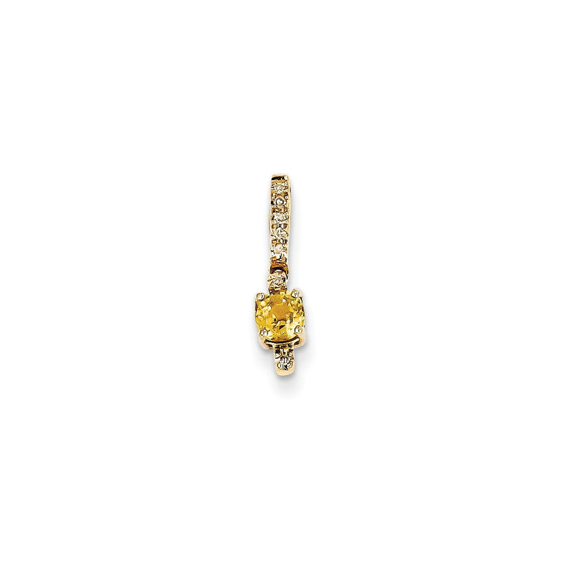 14k Yellow Gold Real Diamond and Yellow Sapphire Pendant