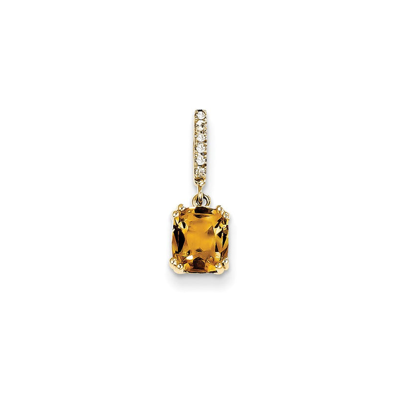 14K Yellow Gold Real Diamond and Citrine Pendant