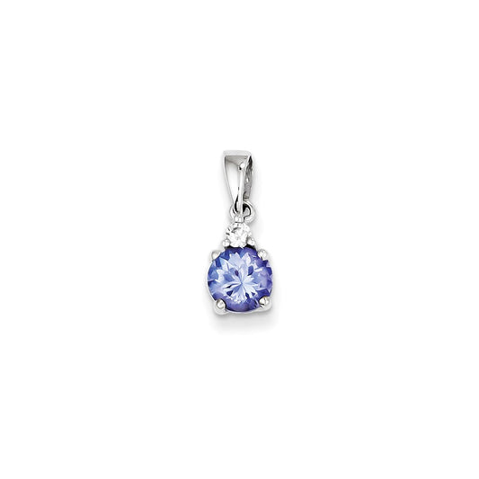 14k White Gold Tanzanite Diamond Pendant