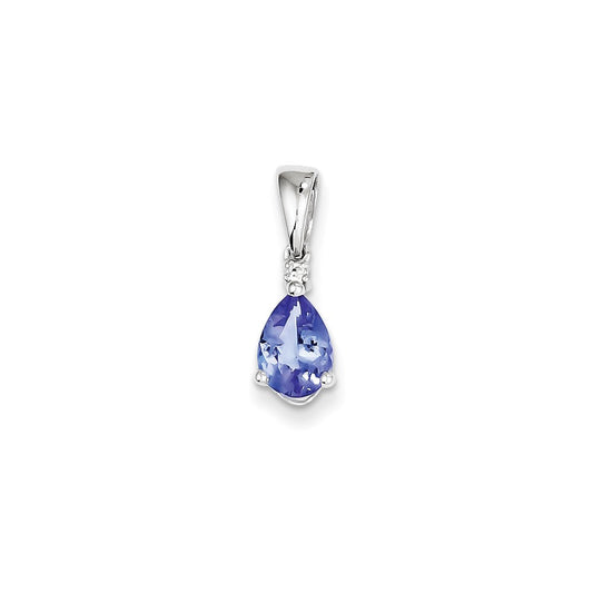 14k White Gold Tanzanite Diamond Pendant