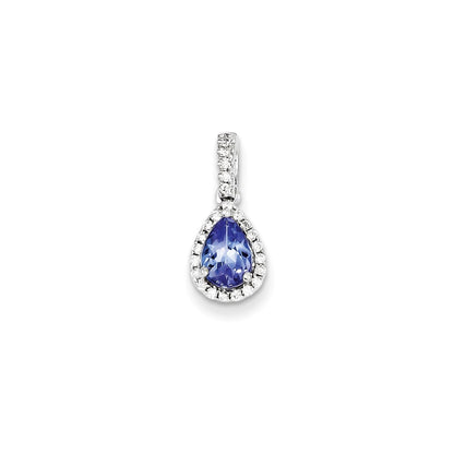 14k White Gold Tanzanite Diamond Pendant
