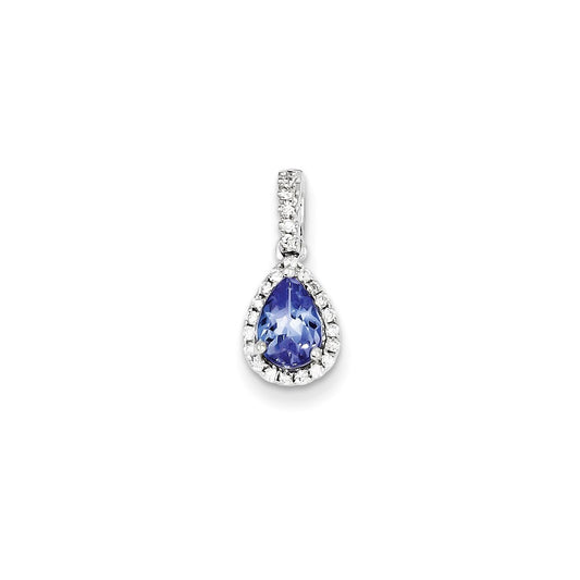 14k White Gold Tanzanite Diamond Pendant