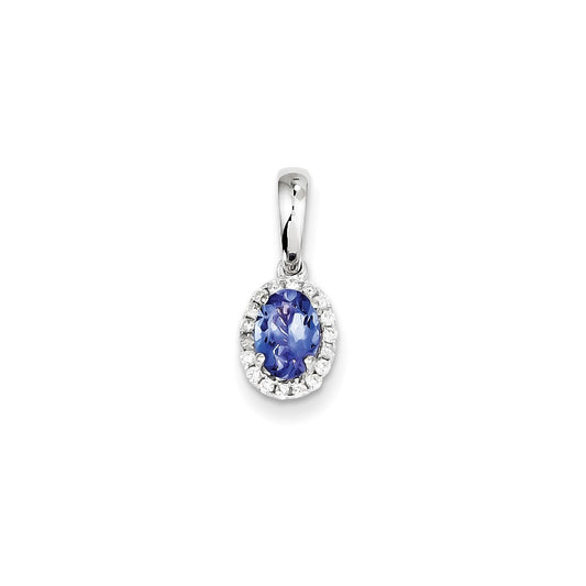 14k White Gold Tanzanite Diamond Pendant