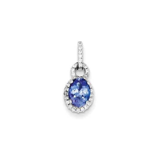 14k White Gold Tanzanite Diamond Pendant