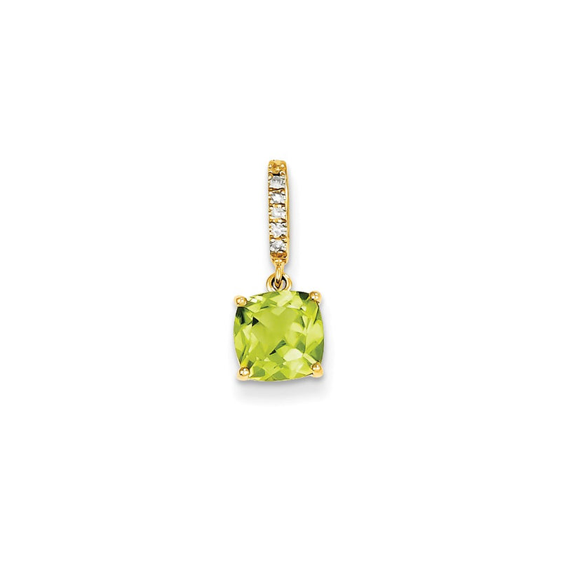 14K Yellow Gold Real Diamond and Peridot Pendant