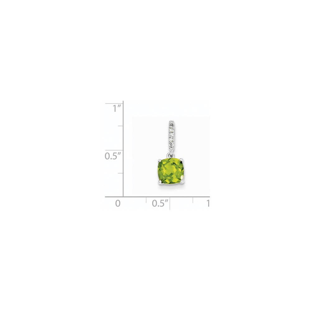 14k White Gold Real Diamond and Peridot Pendant