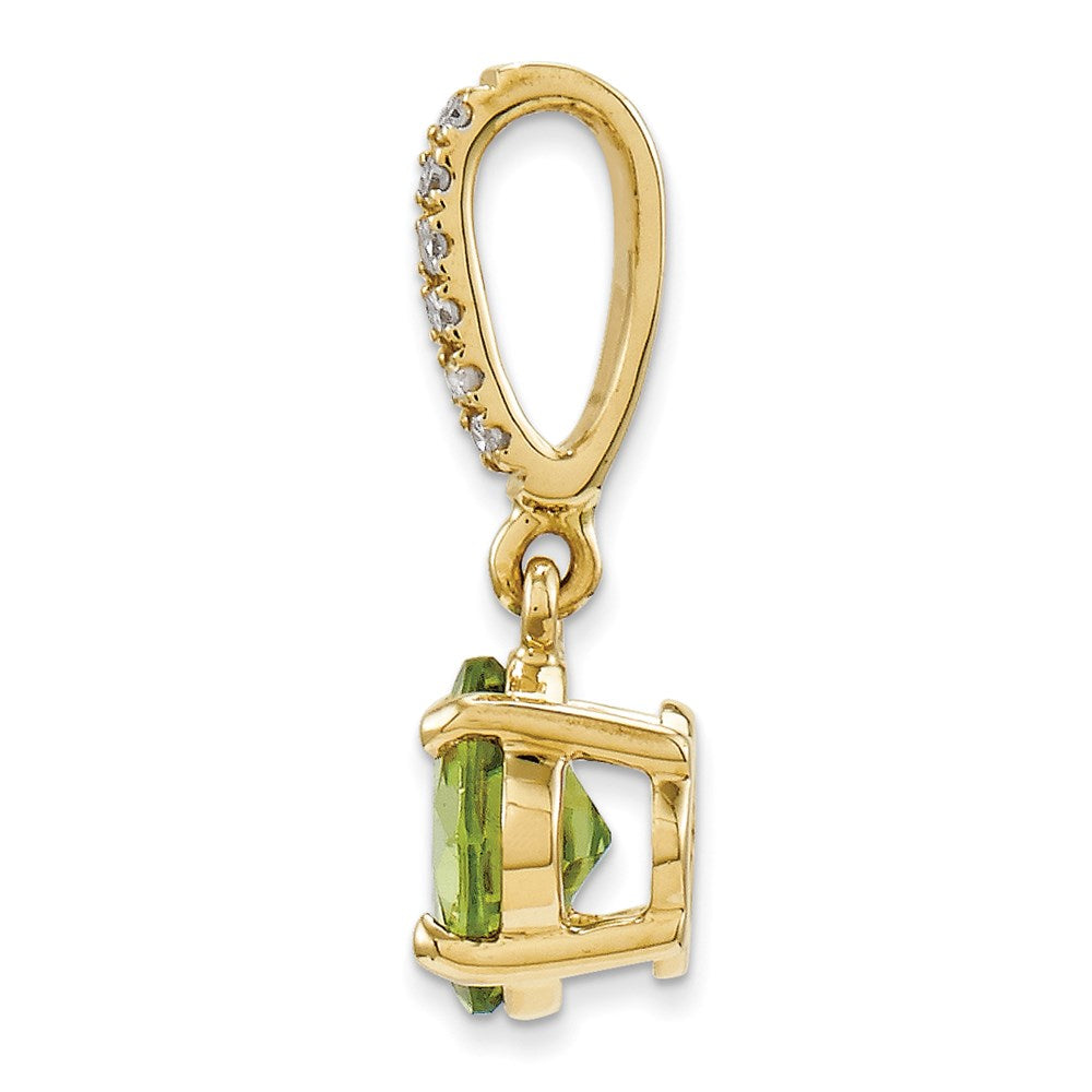 14K Yellow Gold Real Diamond and Peridot Pendant