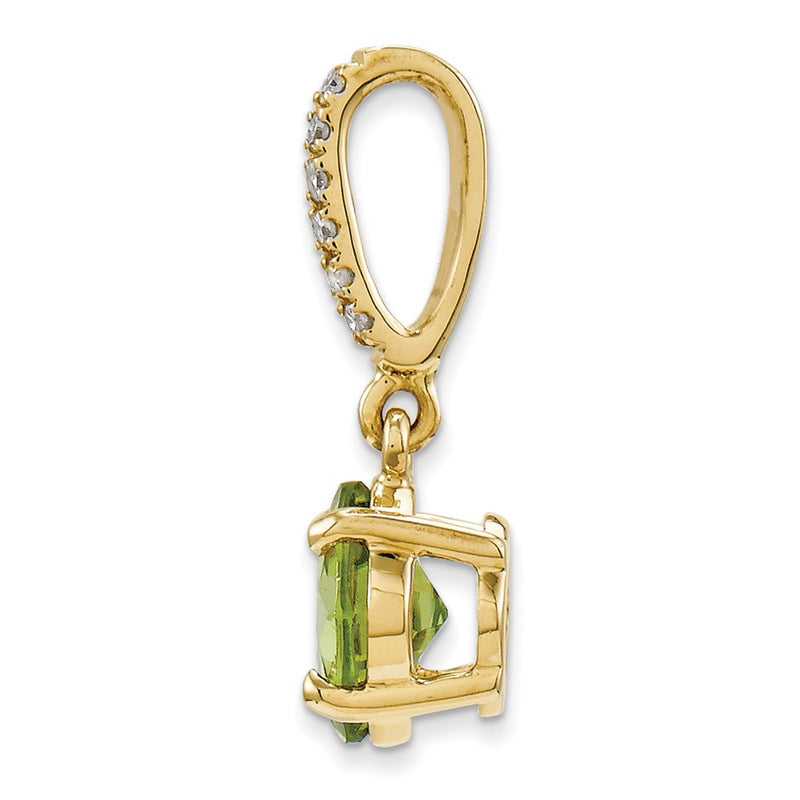 14K Yellow Gold Real Diamond and Peridot Pendant