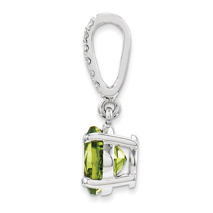 14k White Gold Real Diamond and Peridot Pendant
