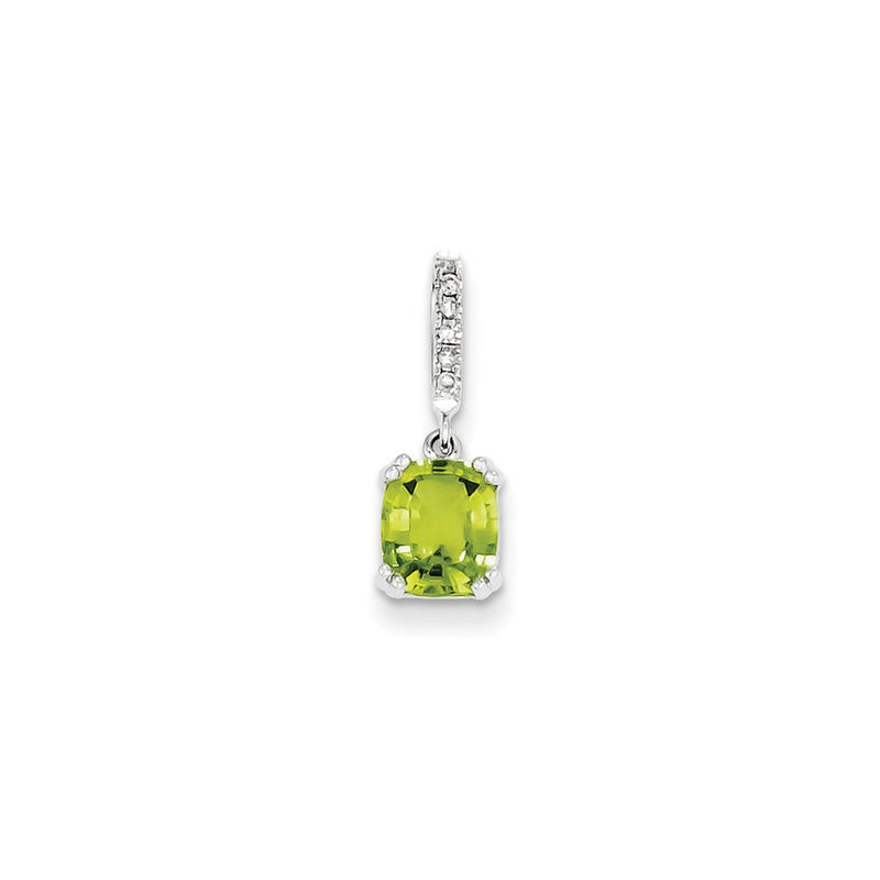 14k White Gold Real Diamond and Peridot Pendant