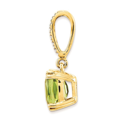 14K Yellow Gold Real Diamond and Peridot Pendant