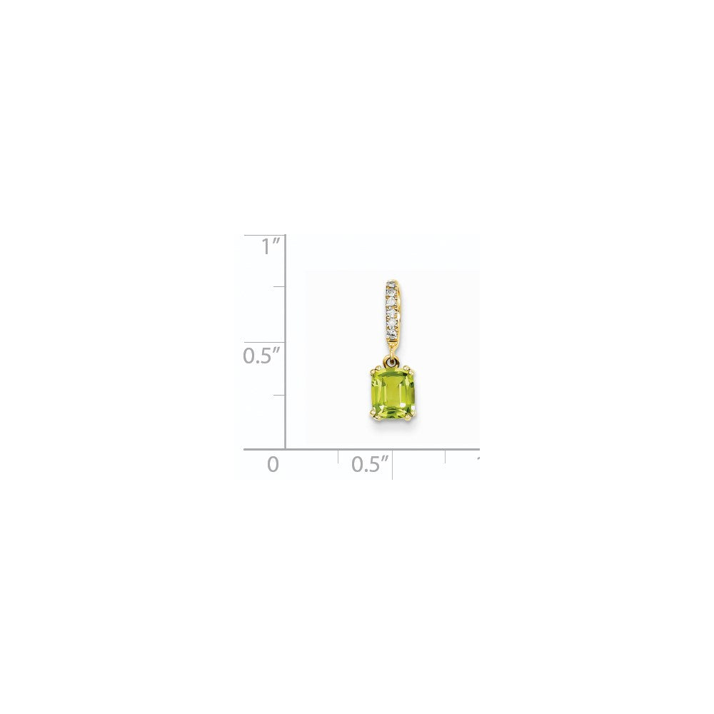 14K Yellow Gold Real Diamond and Peridot Pendant