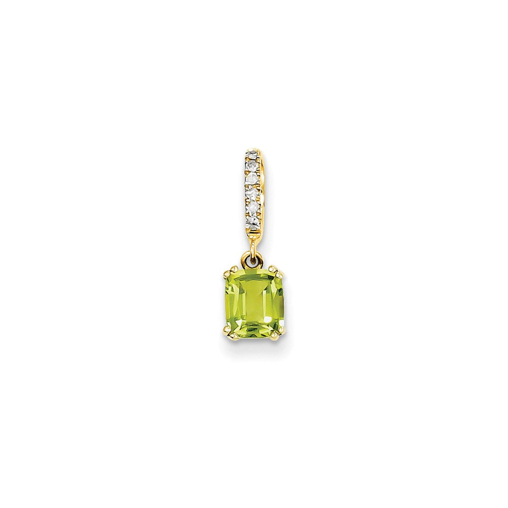 14K Yellow Gold Real Diamond and Peridot Pendant
