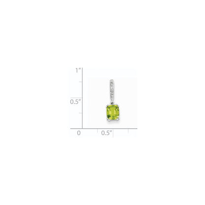 14k White Gold Real Diamond and Peridot Pendant