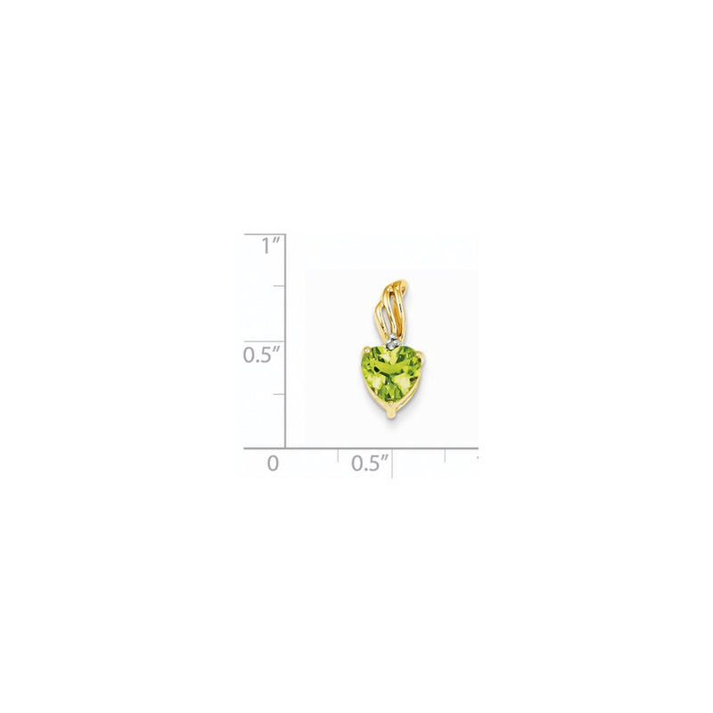 14K Yellow Gold Real Diamond and Peridot Heart Pendant