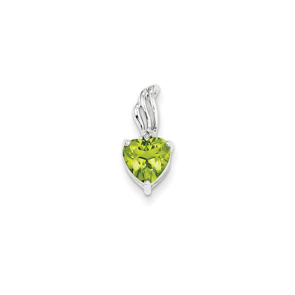 14k White Gold Real Diamond and Peridot Heart Pendant