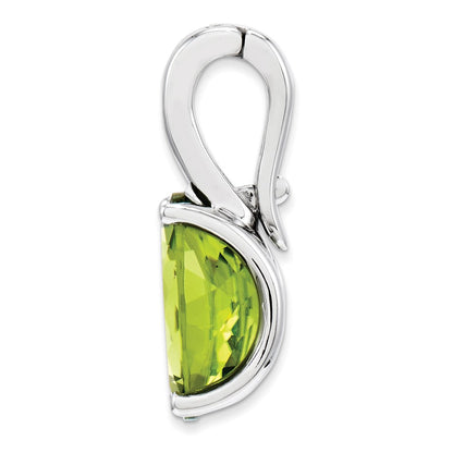 14k White Gold Diamond and Peridot Oval Pendant