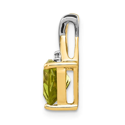 14K Yellow Gold Peridot and White Topaz Trillion Pendant